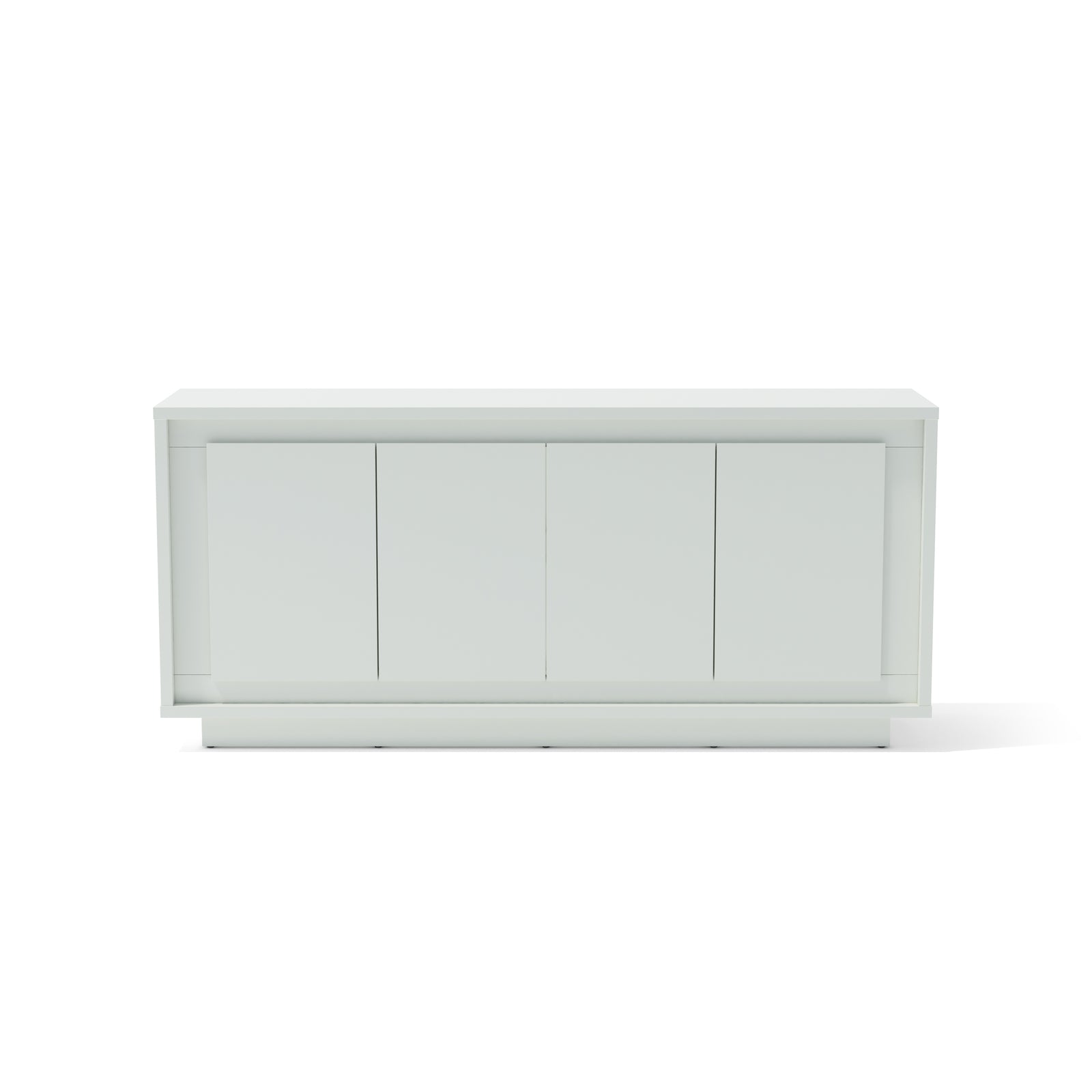 White cabinet with three doors on a white background