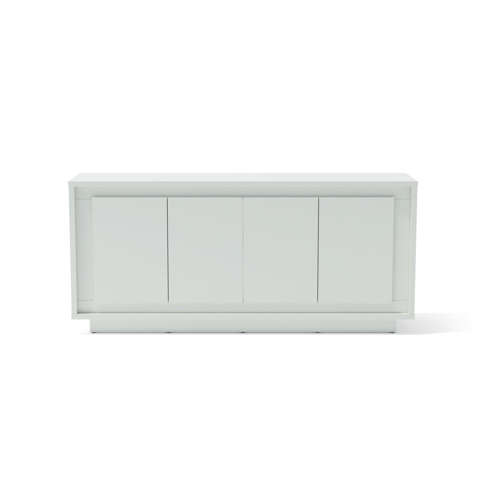 White cabinet with three doors on a white background