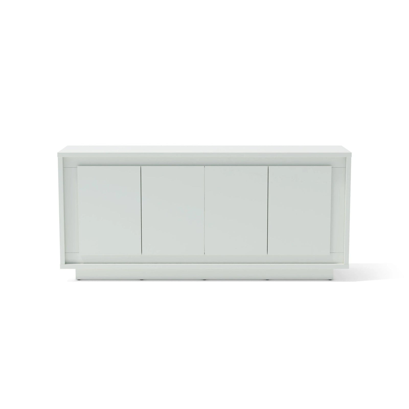 White cabinet with three doors on a white background