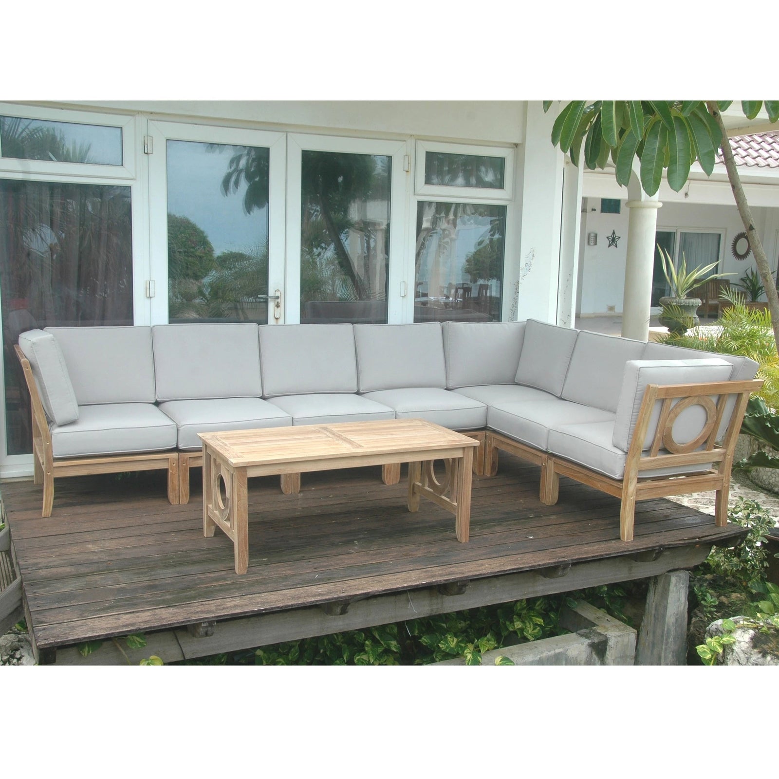 Natsepa 8-Piece Teak Modular Outdoor Deep Seating Set | BetterPatio // BetterPatio.com