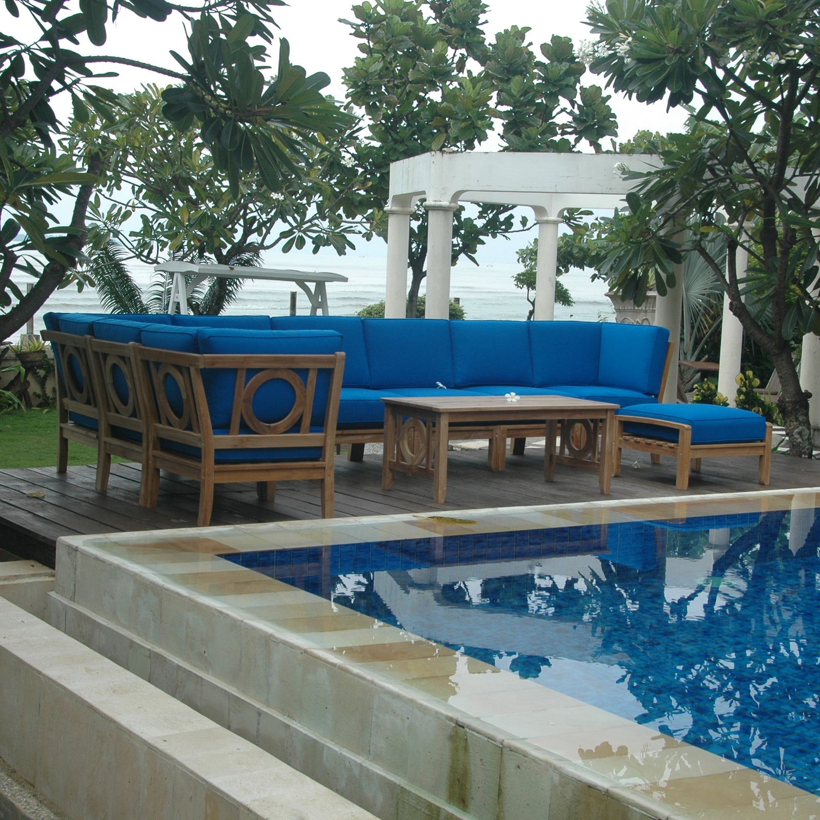 Natsepa 10-Piece Teak Modular Outdoor Deep Seating Set | BetterPatio // BetterPatio.com