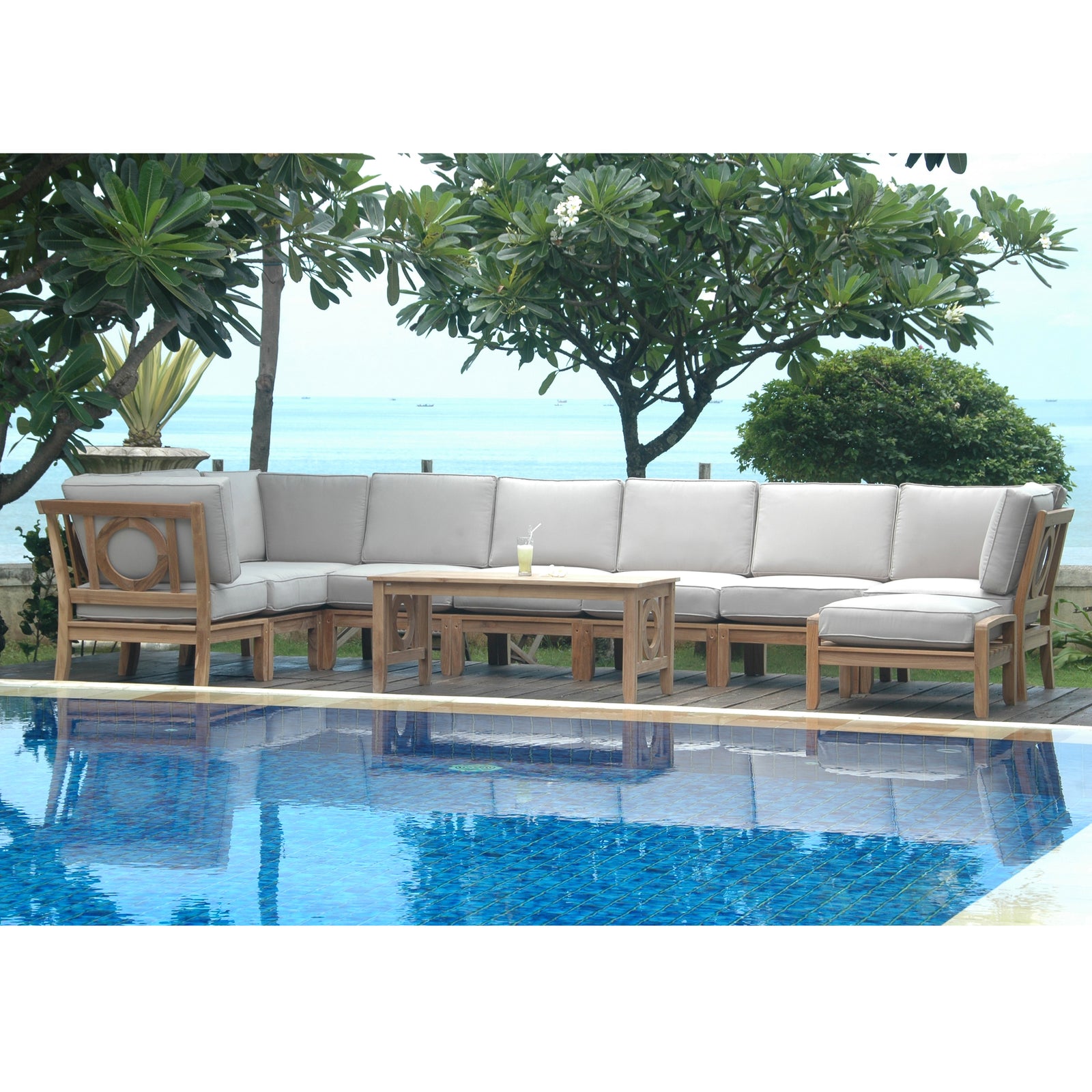 Natsepa 10-Piece Teak Modular Outdoor Deep Seating Set | BetterPatio // BetterPatio.com