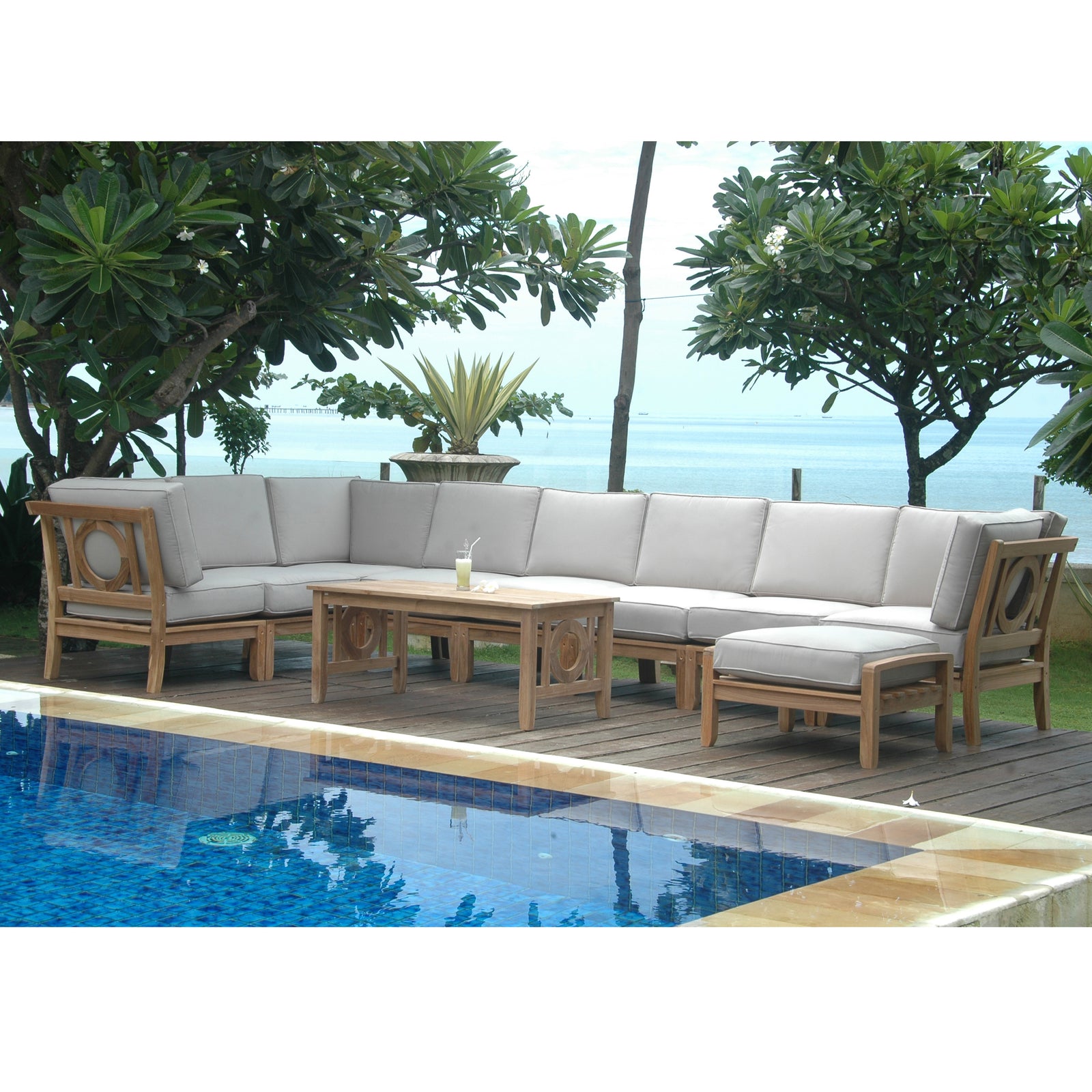 Natsepa 10-Piece Teak Modular Outdoor Deep Seating Set | BetterPatio // BetterPatio.com