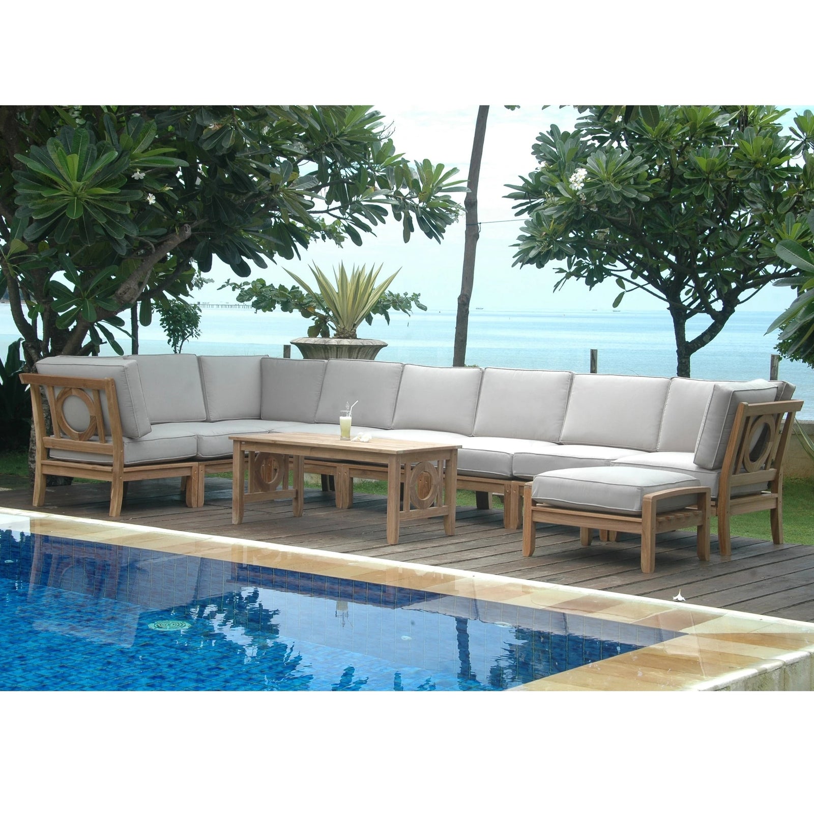 Natsepa 10-Piece Teak Modular Outdoor Deep Seating Set | BetterPatio // BetterPatio.com