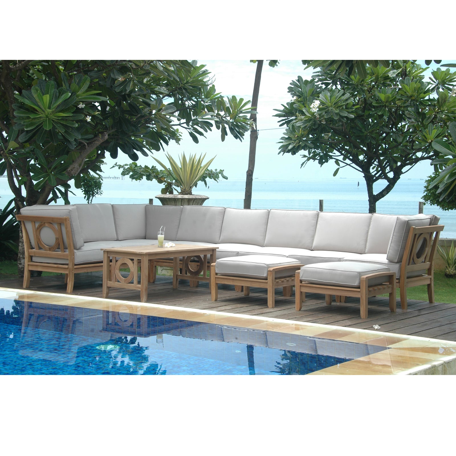 Natsepa 10-Piece Teak Modular Outdoor Deep Seating Set | BetterPatio // BetterPatio.com