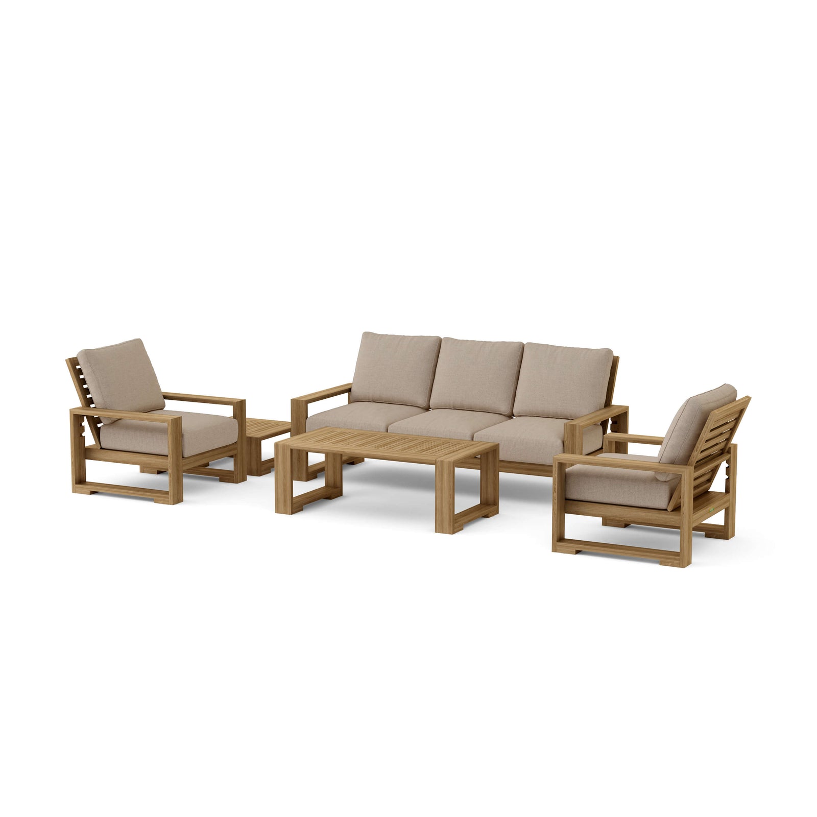 Capistrano 5 - Piece Teak Deep Seating Sofa Collection - Sofa, Armchairs, Coffee & Side Table