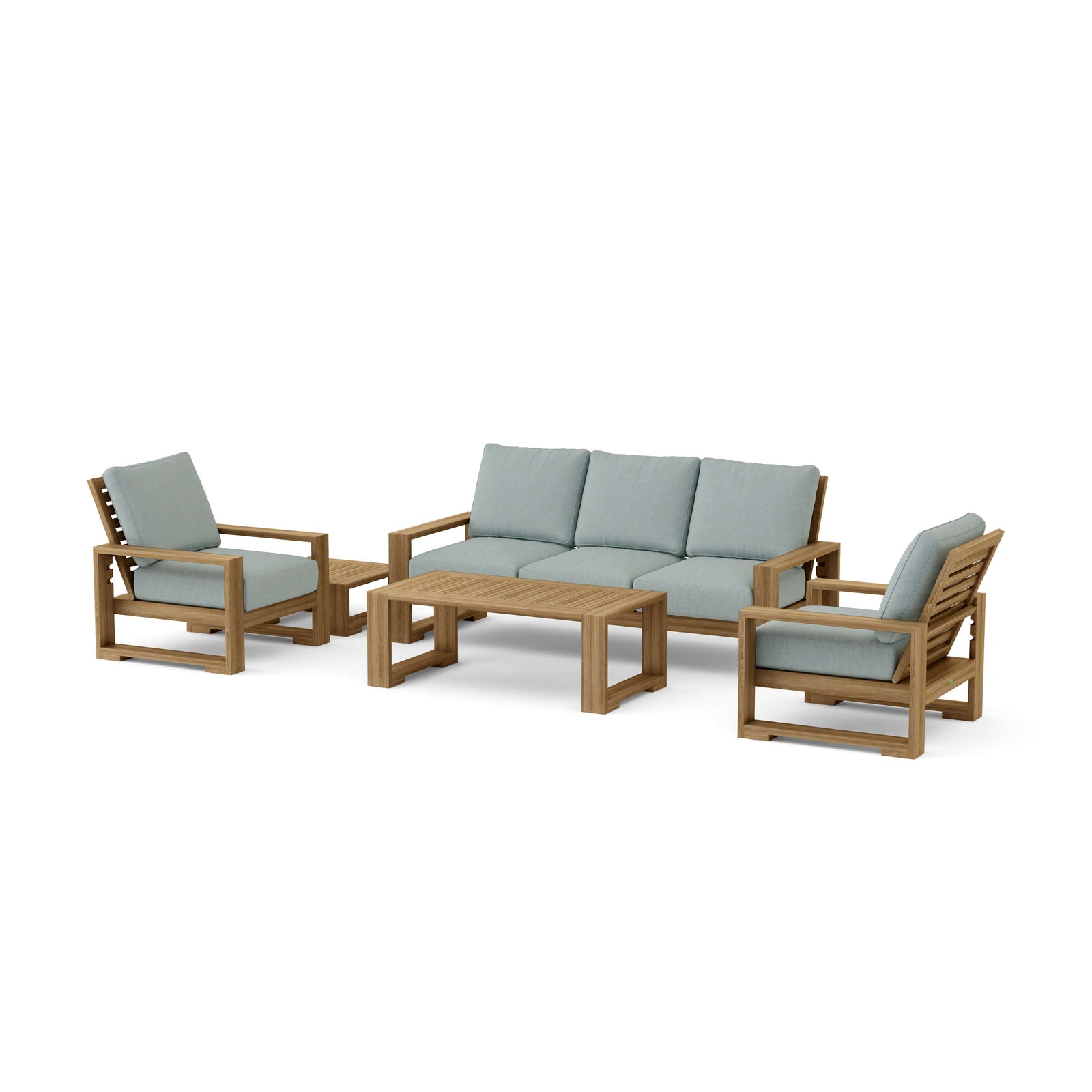 Capistrano 5 - Piece Teak Deep Seating Sofa Collection - Sofa, Armchairs, Coffee & Side Table