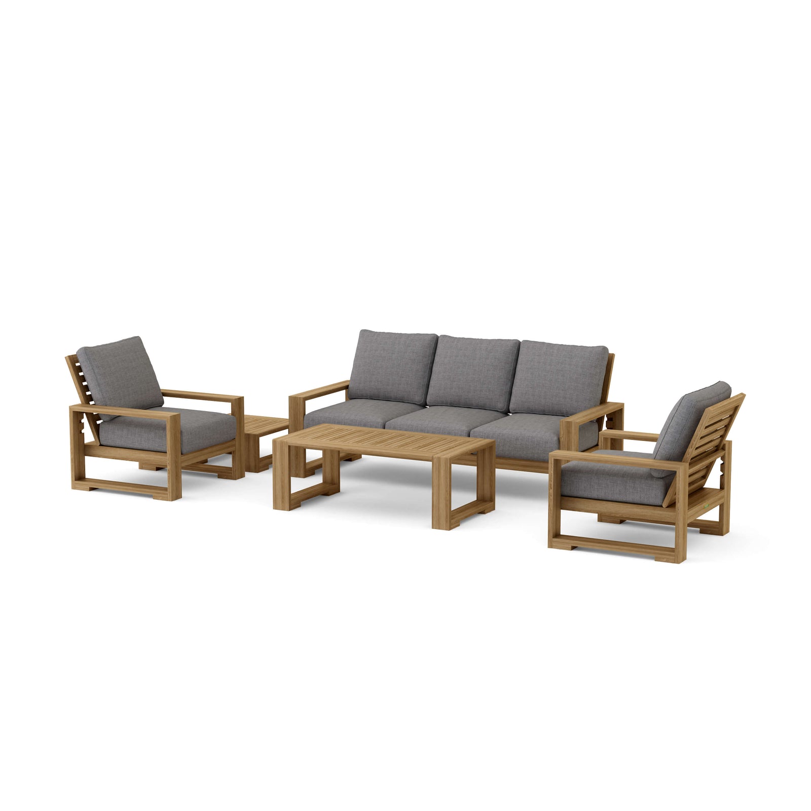 Capistrano 5 - Piece Teak Deep Seating Sofa Collection - Sofa, Armchairs, Coffee & Side Table