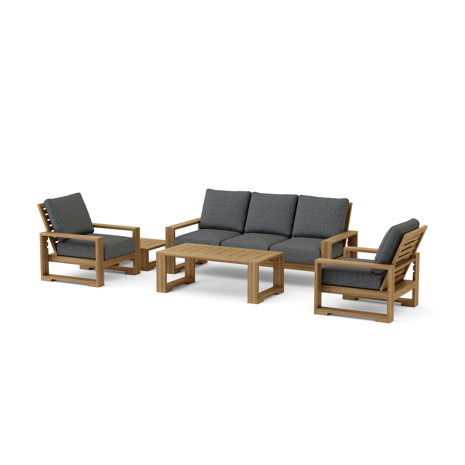 Capistrano 5 - Piece Teak Deep Seating Sofa Collection - Sofa, Armchairs, Coffee & Side Table