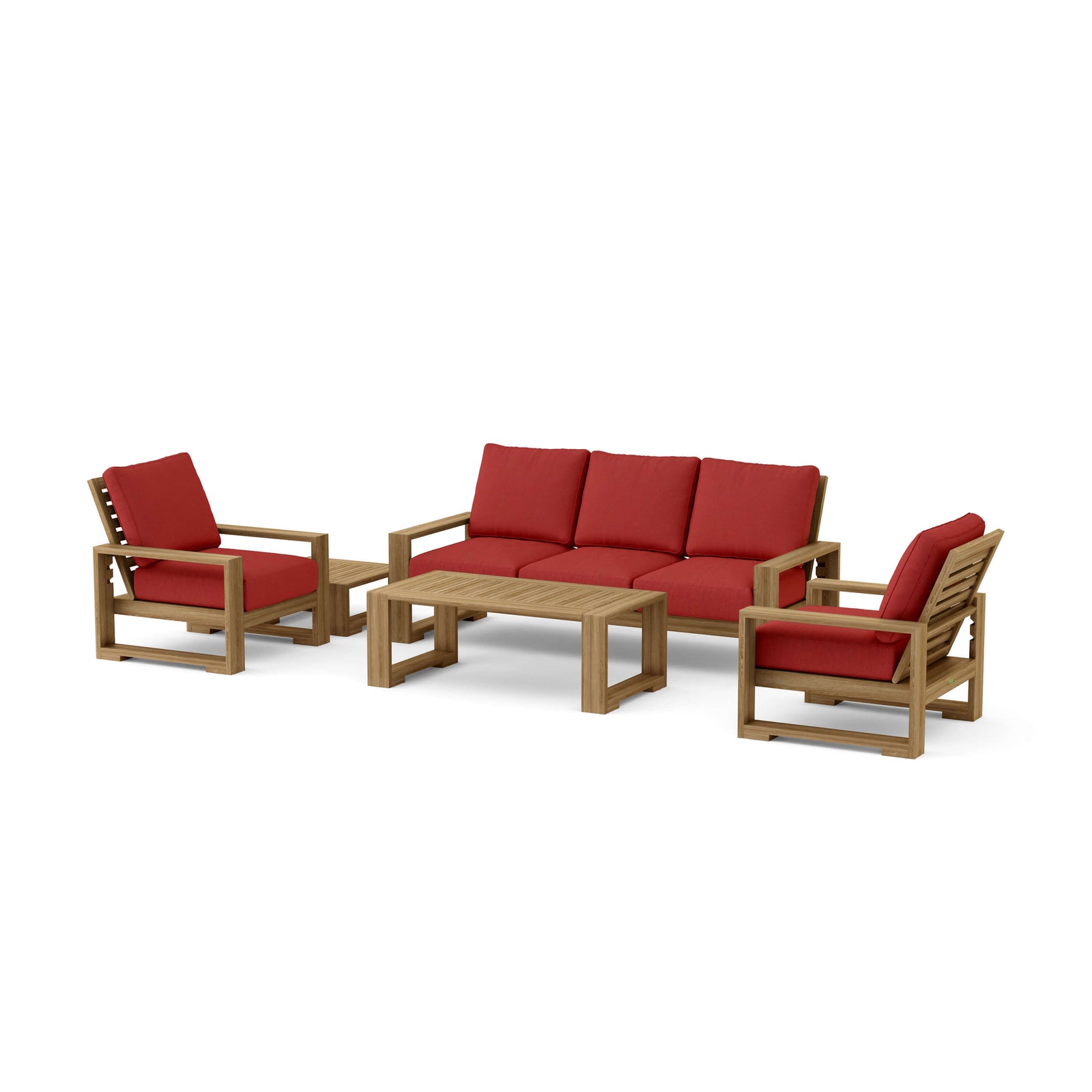 Capistrano 5 - Piece Teak Deep Seating Sofa Collection - Sofa, Armchairs, Coffee & Side Table