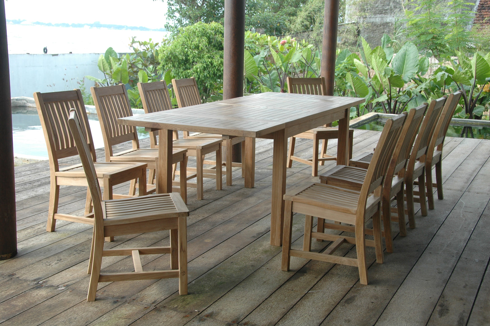 Bahama Rialto 11-Piece Rectangular Dining Set – Teak Dining Set | BetterPatio // BetterPatio.com