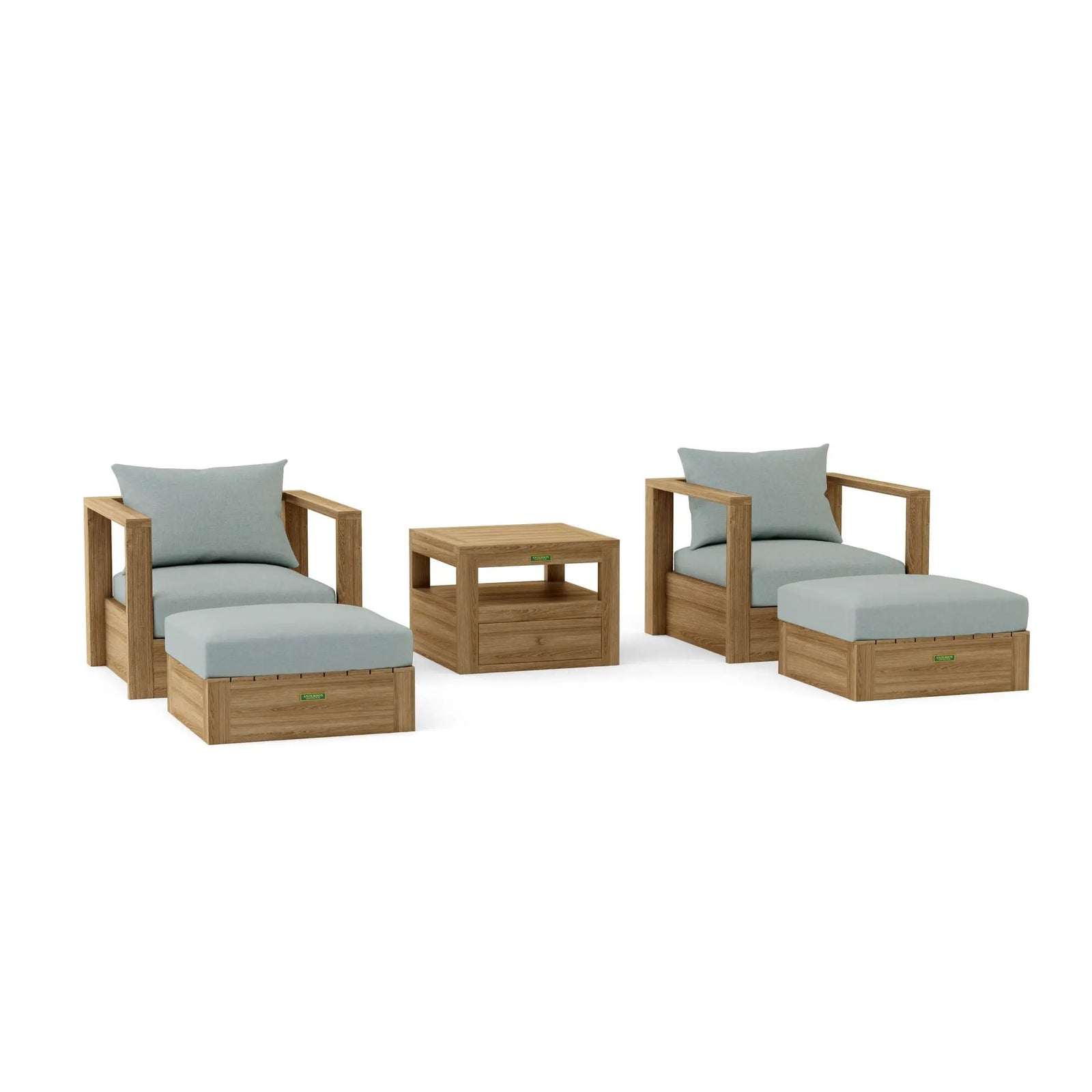 Anderson Teak Copacabana 5-Piece Modular Deep Seating Set - Cast Mist cushion option