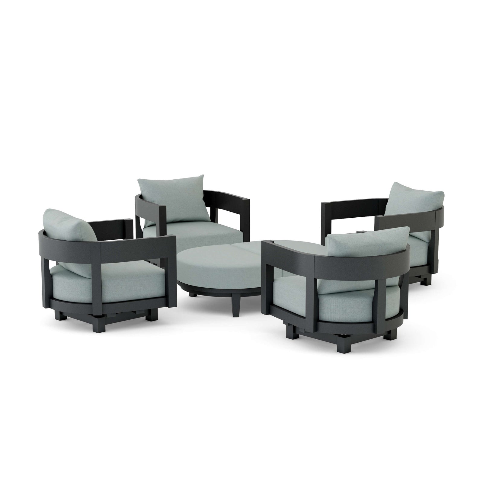 Anderson Teak Coronado 6-Piece Teak Deep Seating Swivel Set - Cast Mist cushions