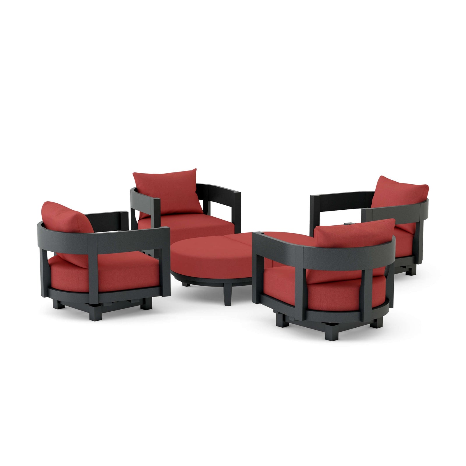 Anderson Teak Coronado 6-Piece Teak Deep Seating Swivel Set - Cast Pomegranate