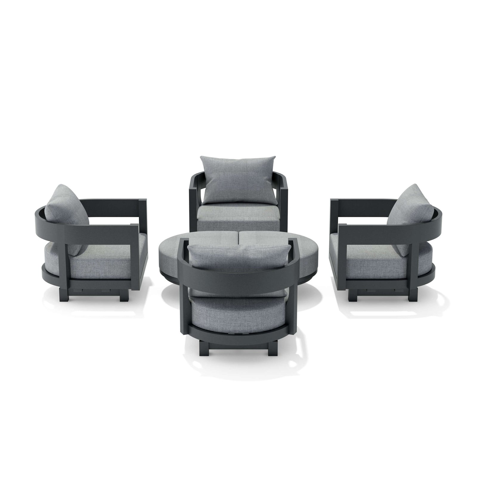 Anderson Teak Coronado 6-Piece Teak Deep Seating Swivel Set - white studio view 2