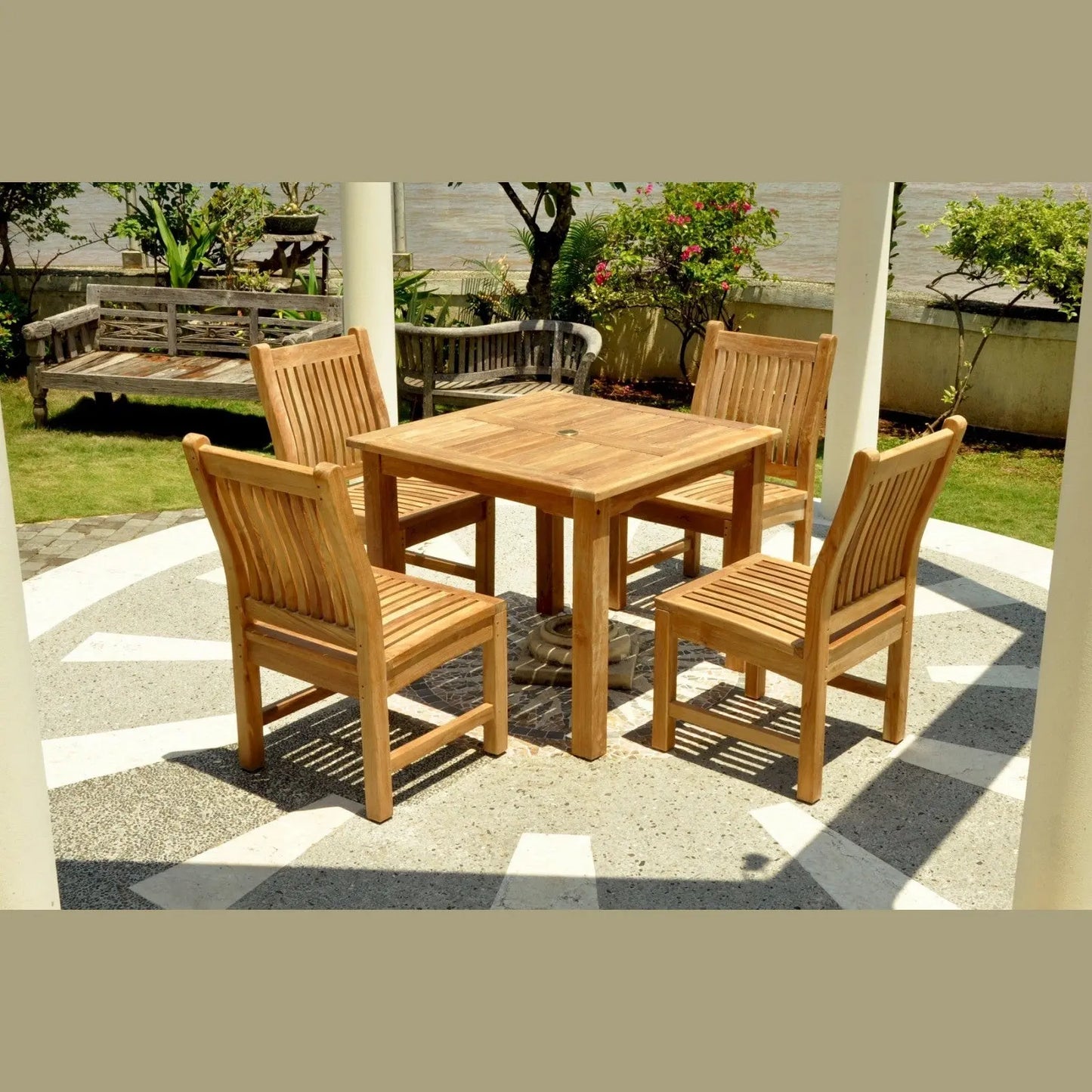 SET-36 Tosca 47″ Round Teak Dining Table Set with Sonoma Chairs | BetterPatio // BetterPatio.com