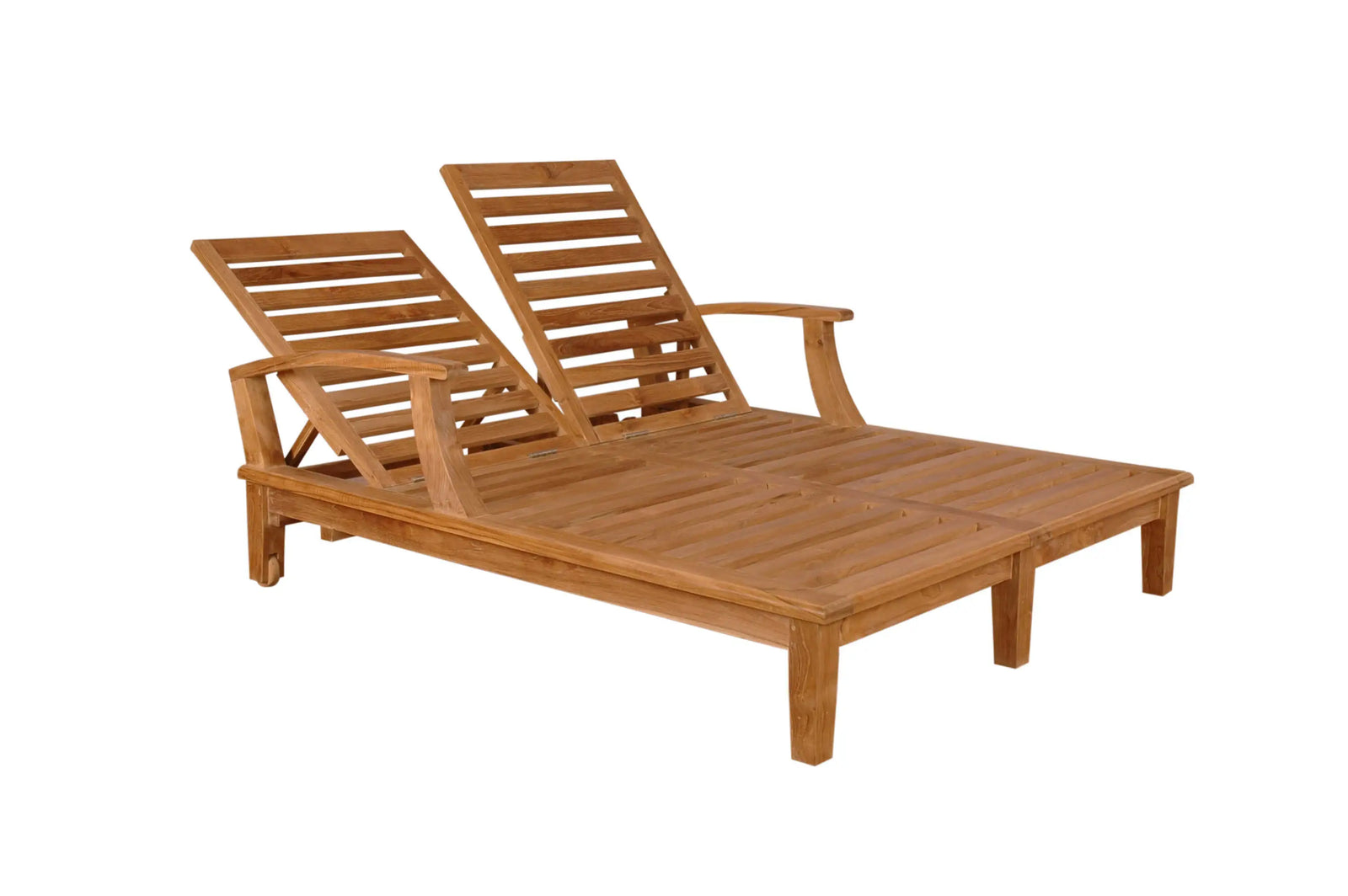 Brianna Double Sun Lounger with Arm - Adjustable Teak Outdoor Lounger for Two | BetterPatio // BetterPatio.com