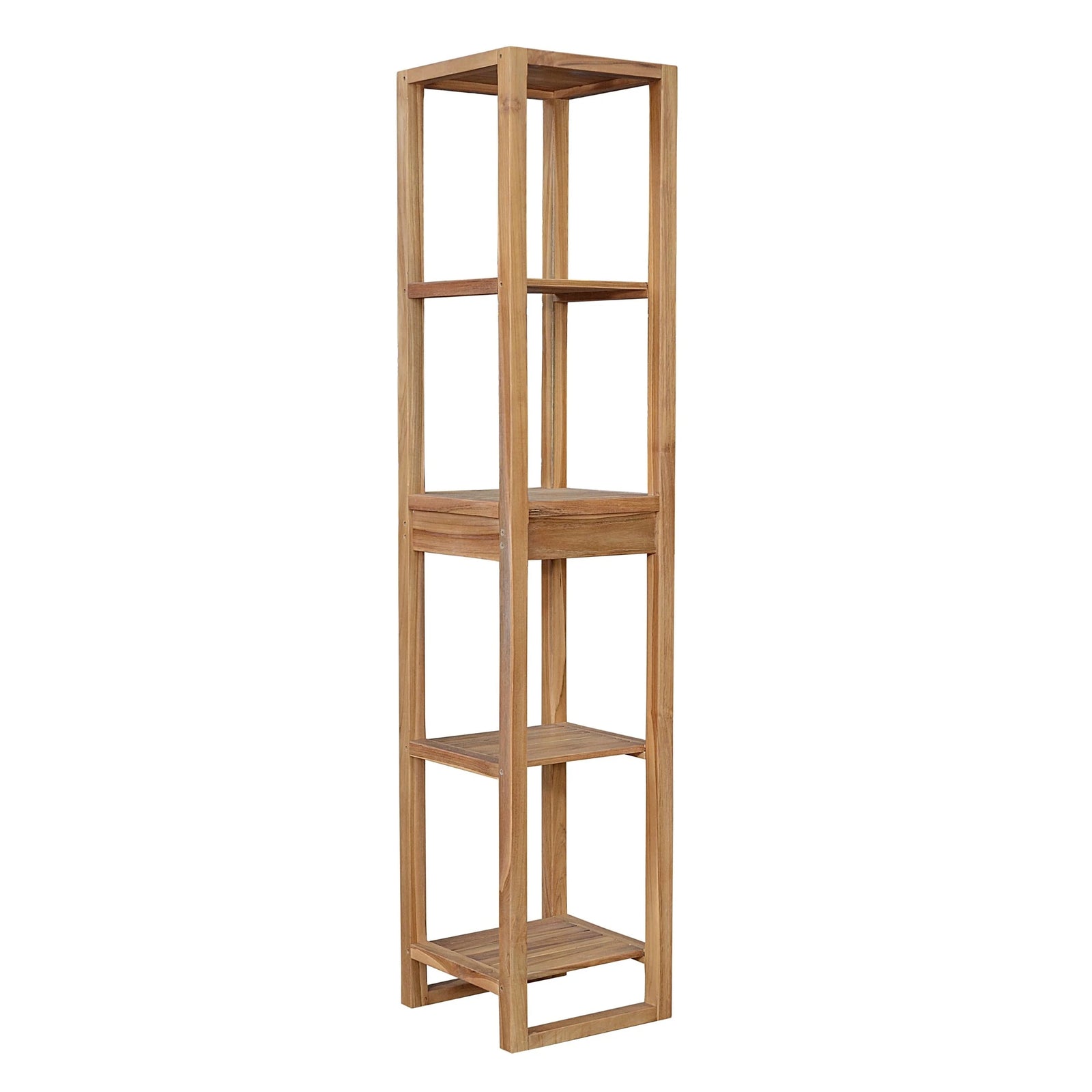 Spa 4-Shelves Teak Table – Towel Rack | BetterPatio // BetterPatio.com