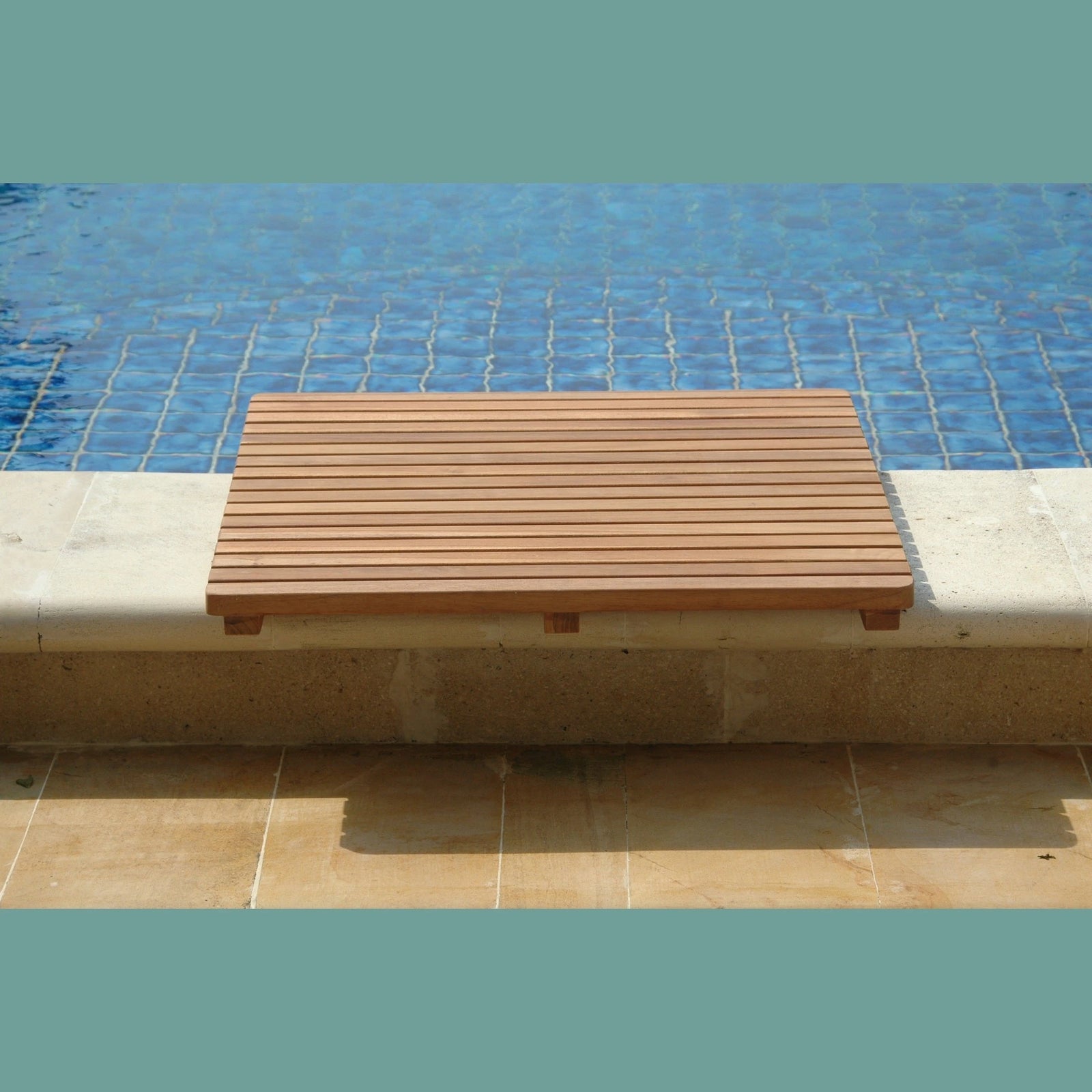 Wooden deck board by a poolside