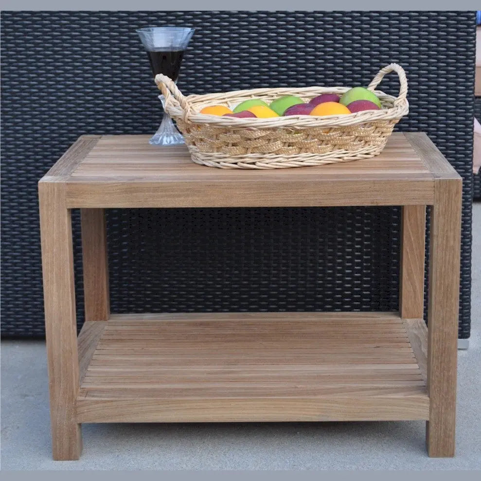 Windsor 2-Tier Side Table – Teak Outdoor & Indoor Storage | BetterPatio // BetterPatio.com