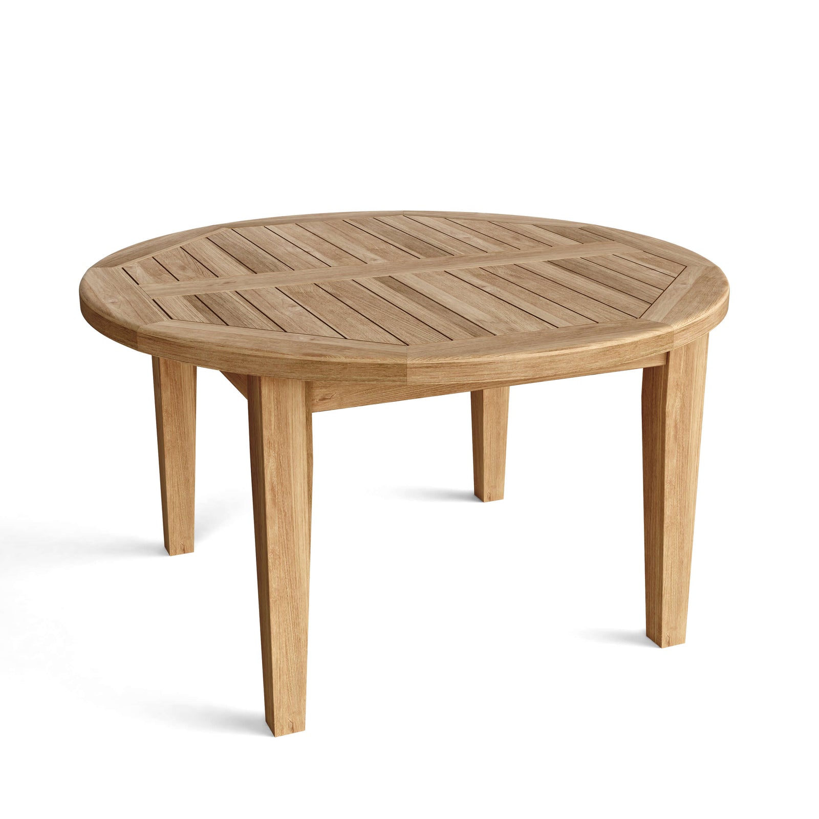 Round wooden table on a white background