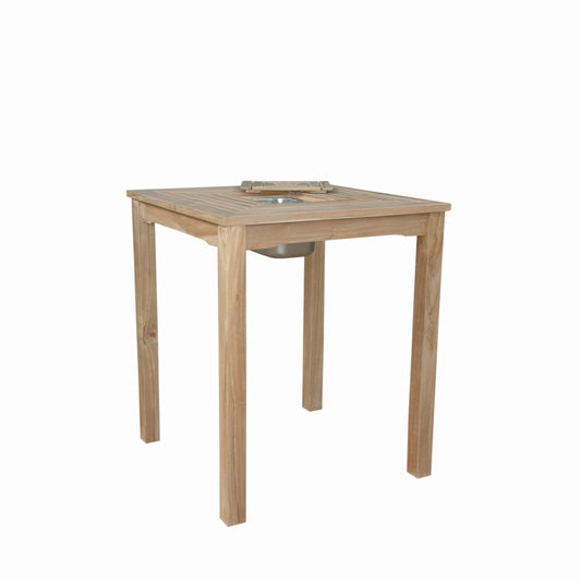 Wooden square table on a white background