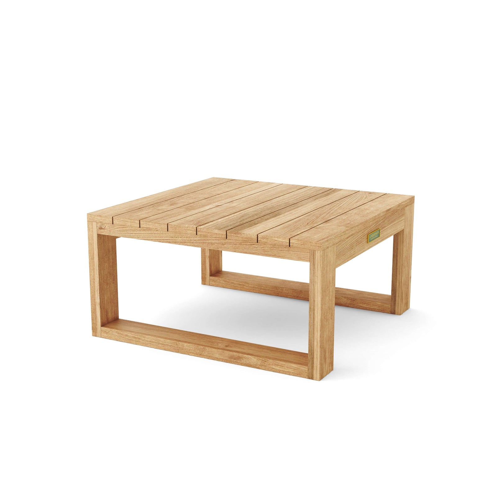 Wooden coffee table on a white background