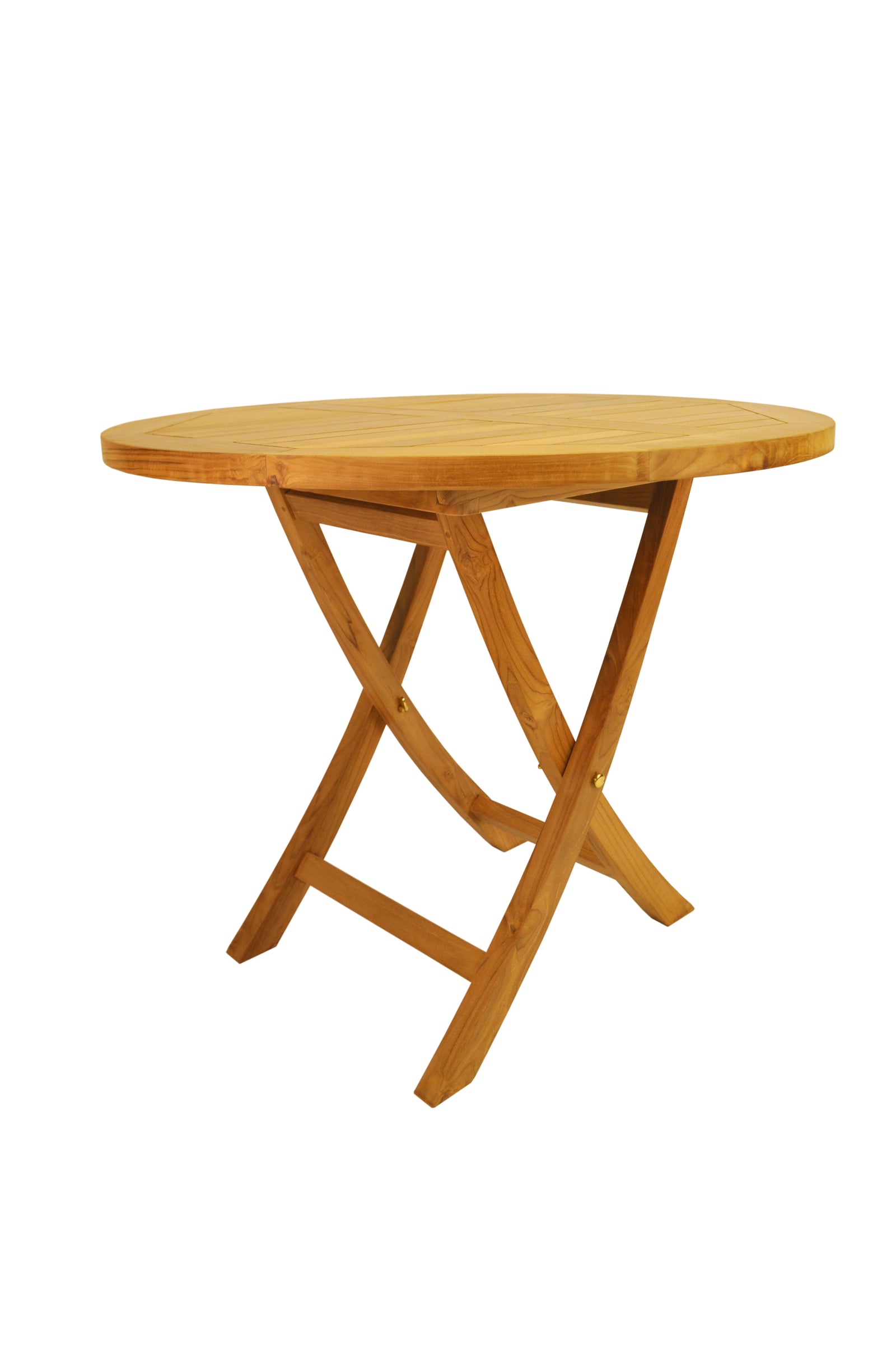 Wooden folding table on a white background