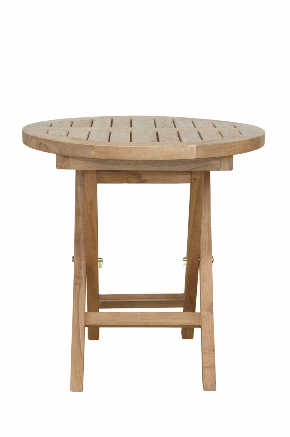 Wooden round table on a white background