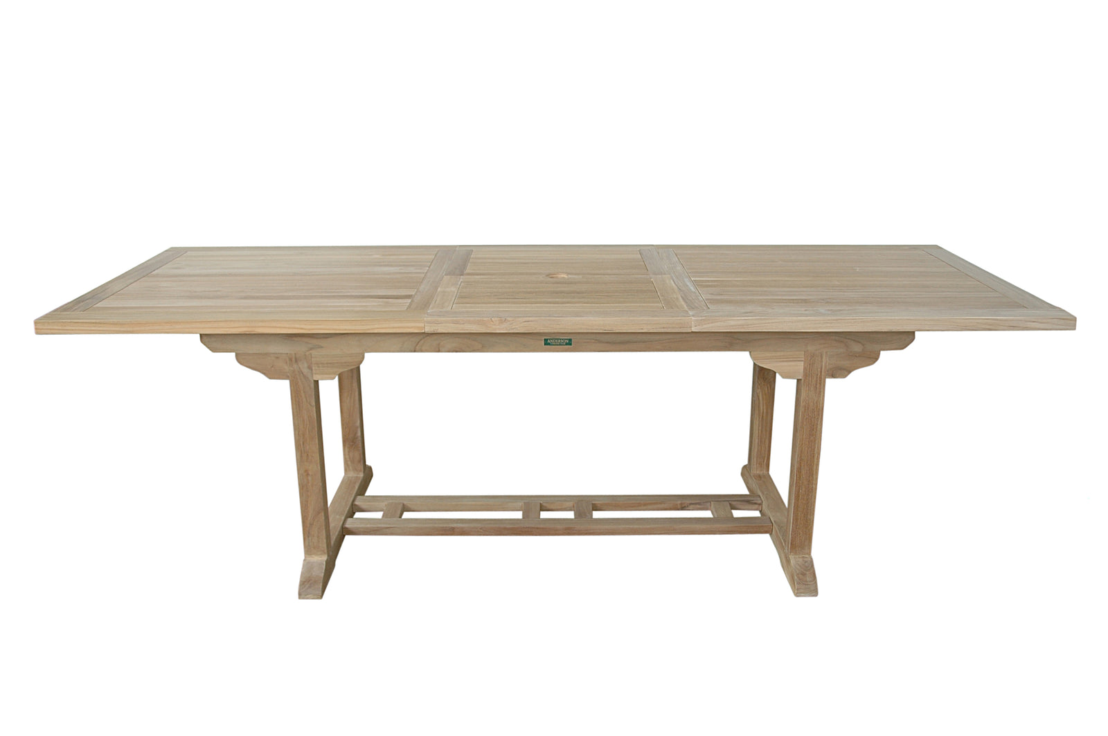 Wooden outdoor table on a white background