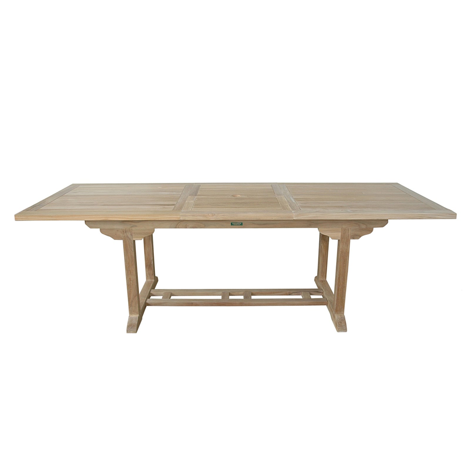 Wooden outdoor table on a white background