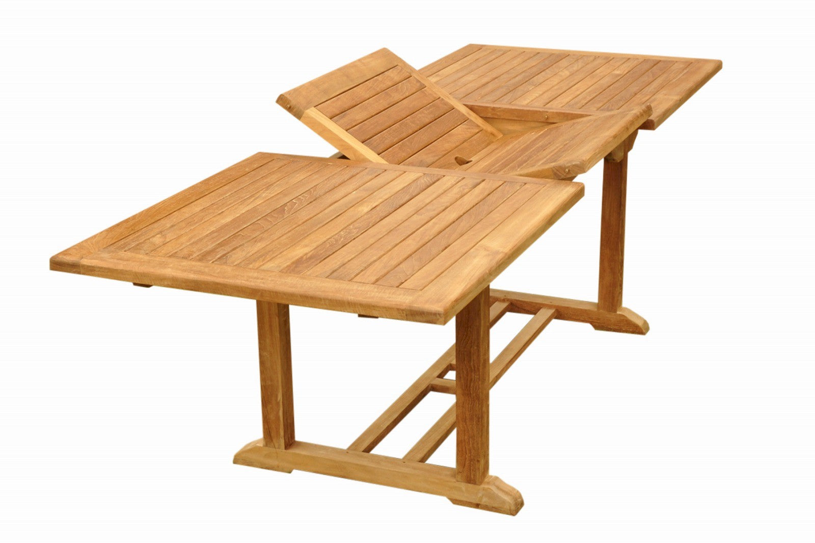 Wooden outdoor table with a white background