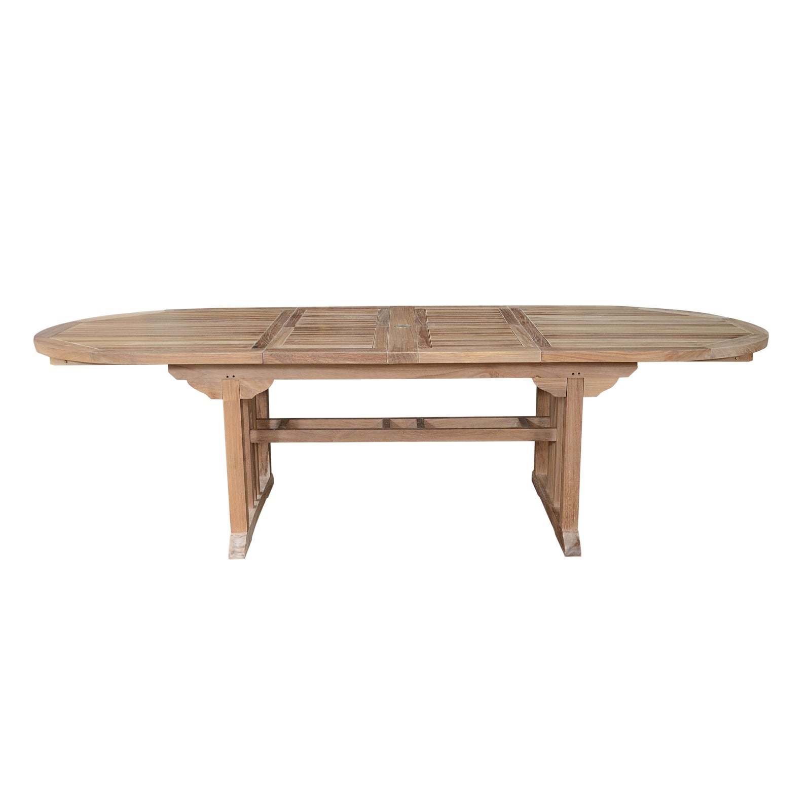 Wooden outdoor table on a white background
