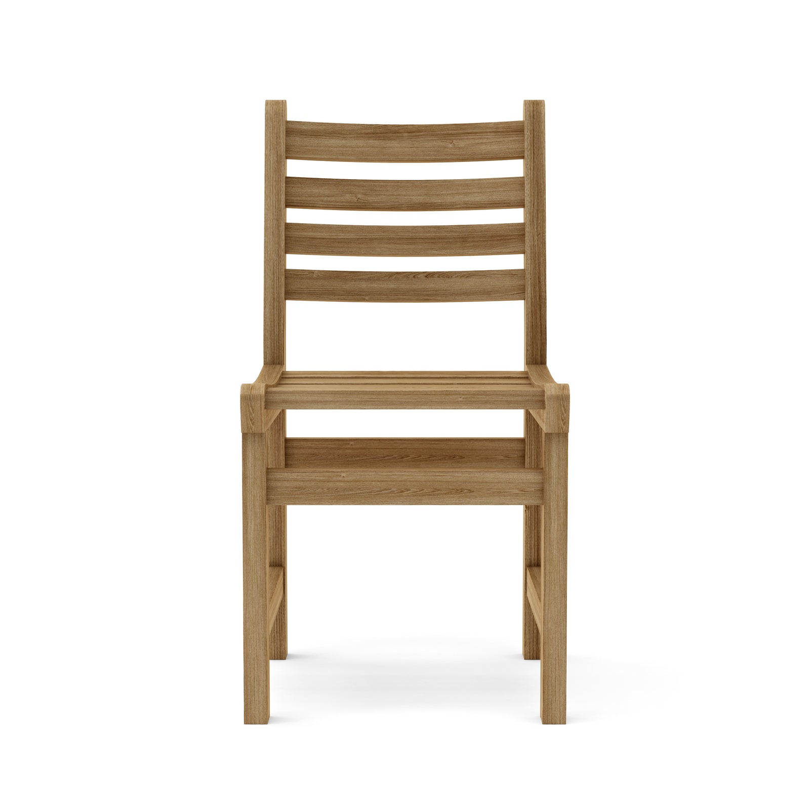 Wooden chair with slatted backrest on a white background