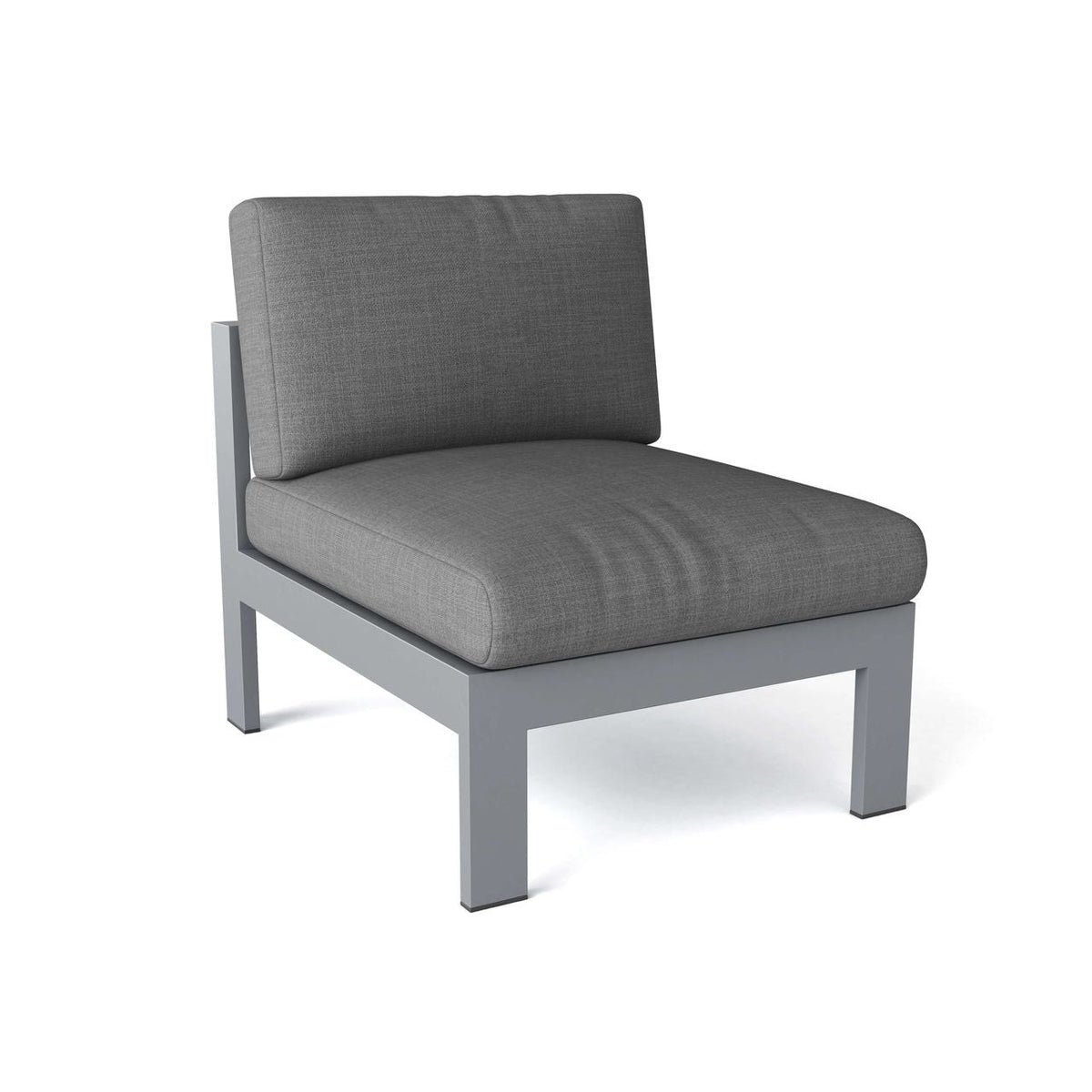 Anderson Teak Lucca Deep Seating Center Chair Grey - side view of gray cushioned center module