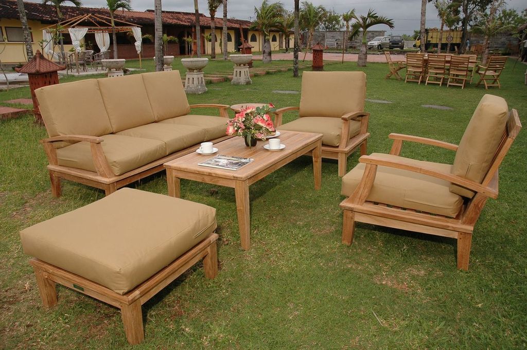 Brianna 5-Pc Teak Deep Seating Sofa Set with Sunbrella Cushions | BetterPatio // BetterPatio.com