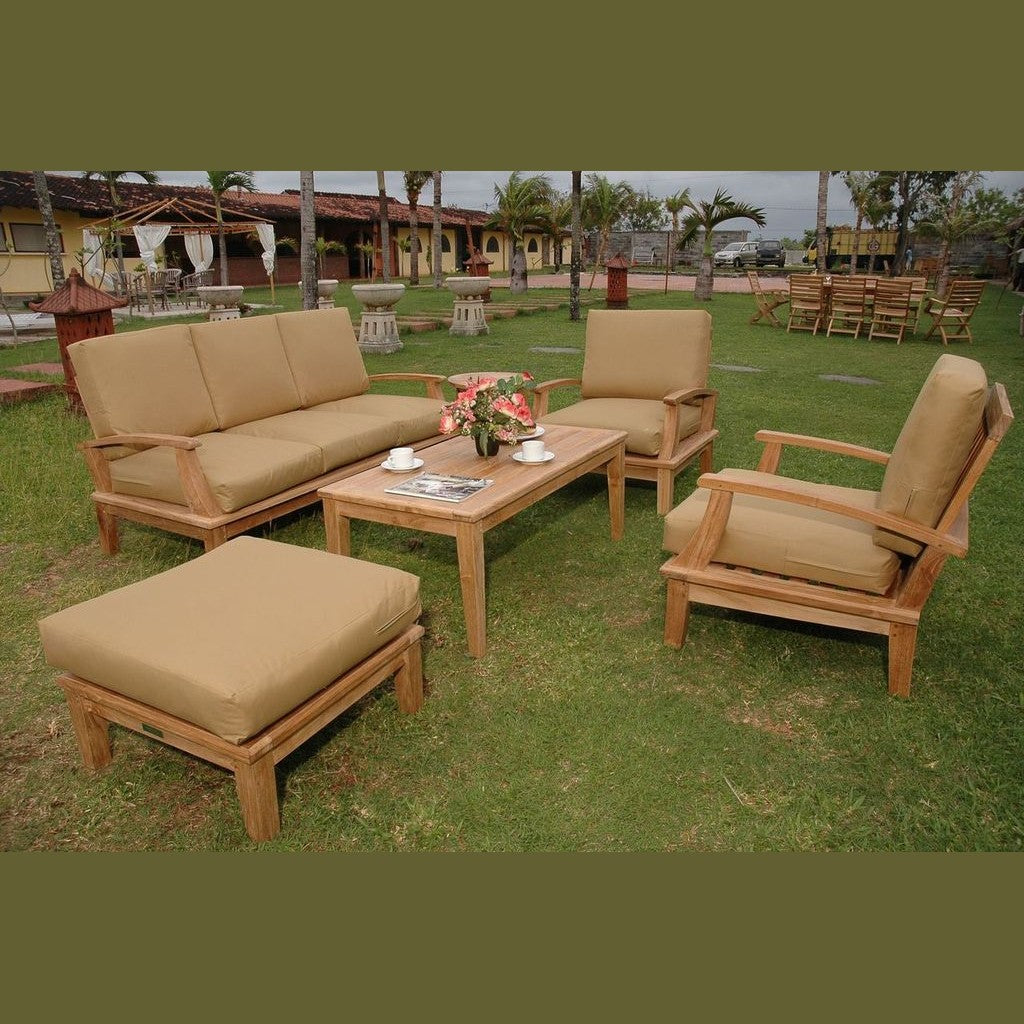 Brianna 5-Pc Teak Deep Seating Sofa Set with Sunbrella Cushions | BetterPatio // BetterPatio.com