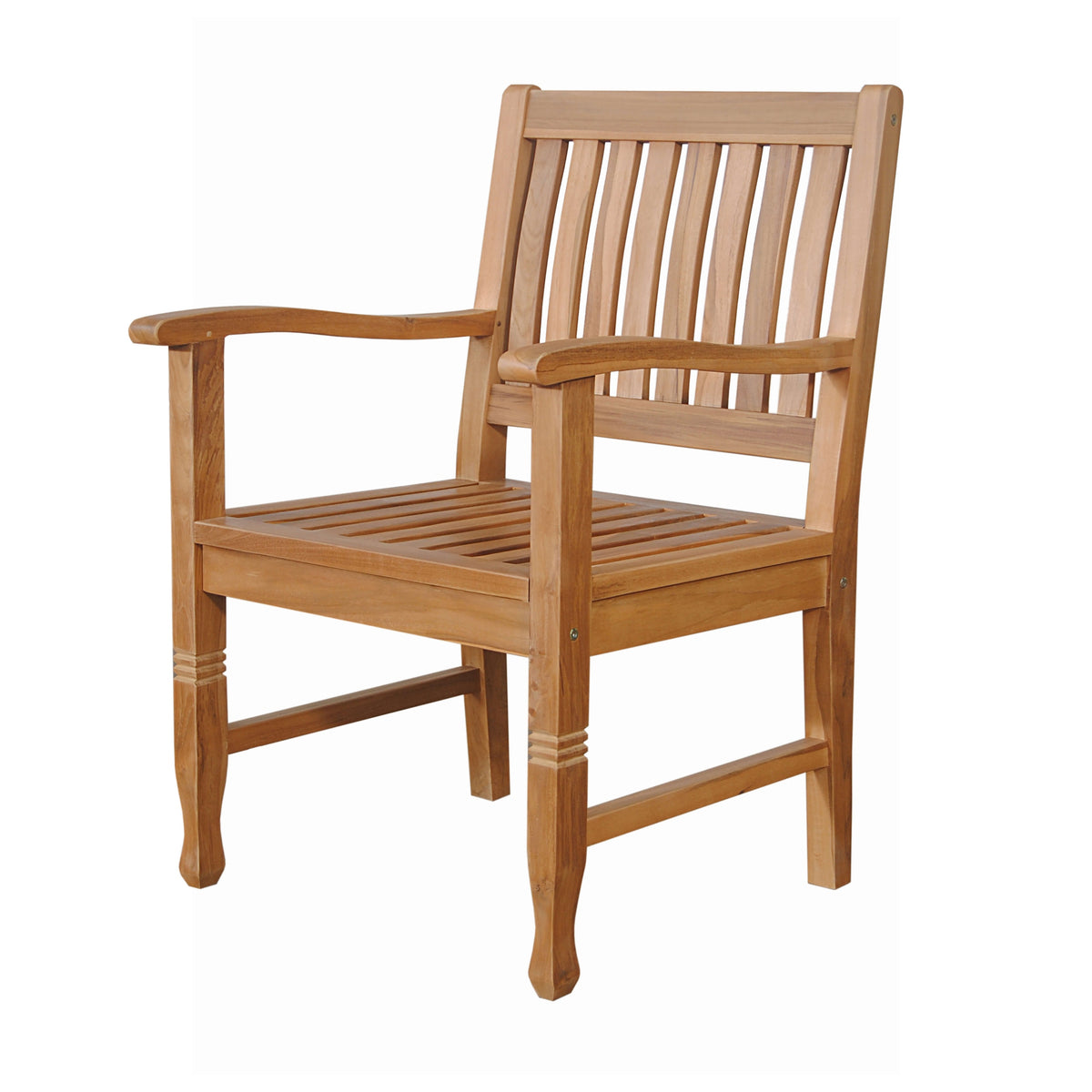 Wooden chair with armrests on a white background