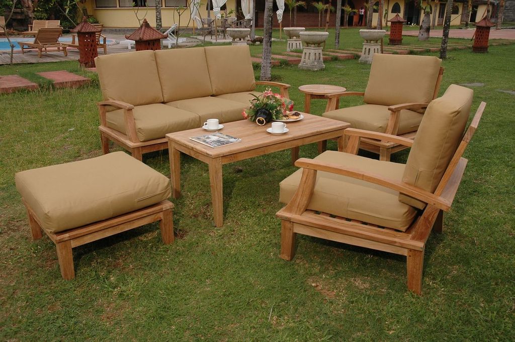 Brianna 5-Pc Teak Deep Seating Sofa Set with Sunbrella Cushions | BetterPatio // BetterPatio.com