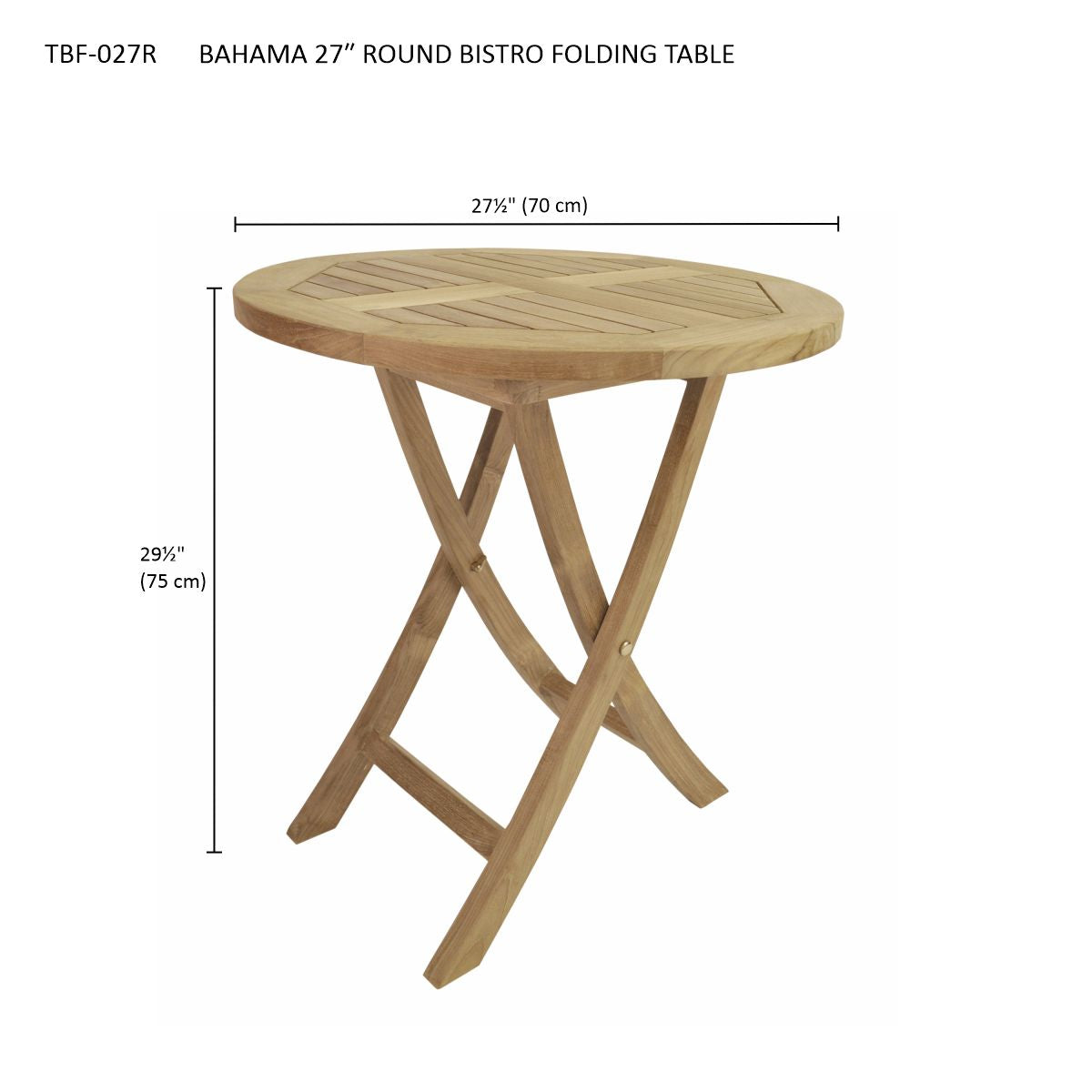 Bahama 27" Round Teak Bistro Folding Table Table | BetterPatio