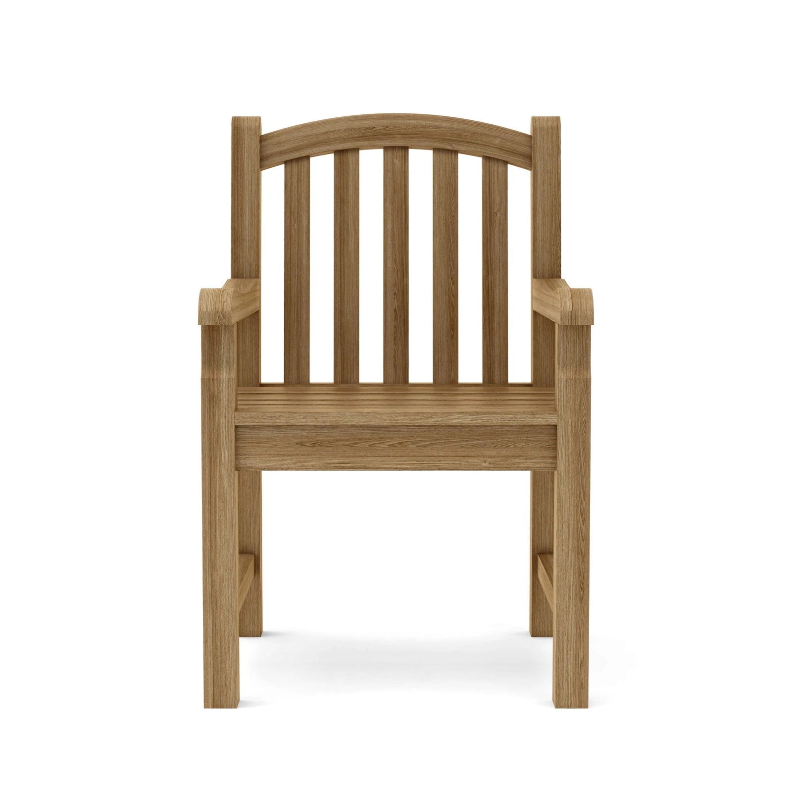 Wooden chair with armrests on a white background