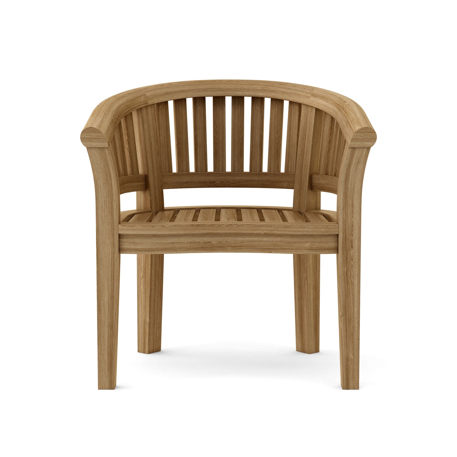 Wooden chair with curved backrest on a white background