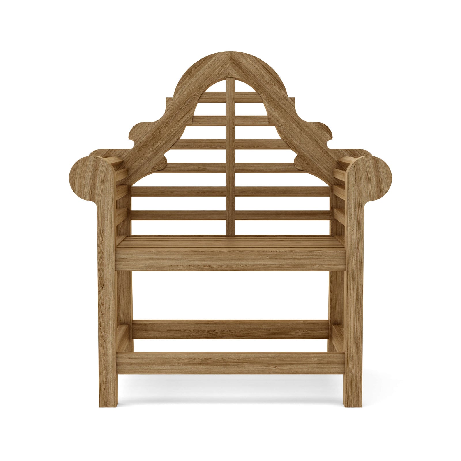 Wooden chair with lattice back on a white background