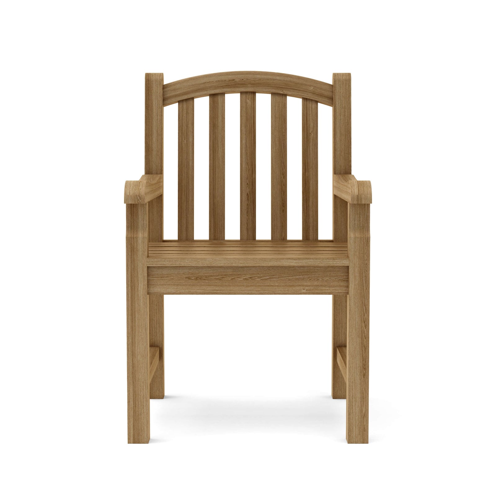 Wooden chair with armrests on a white background