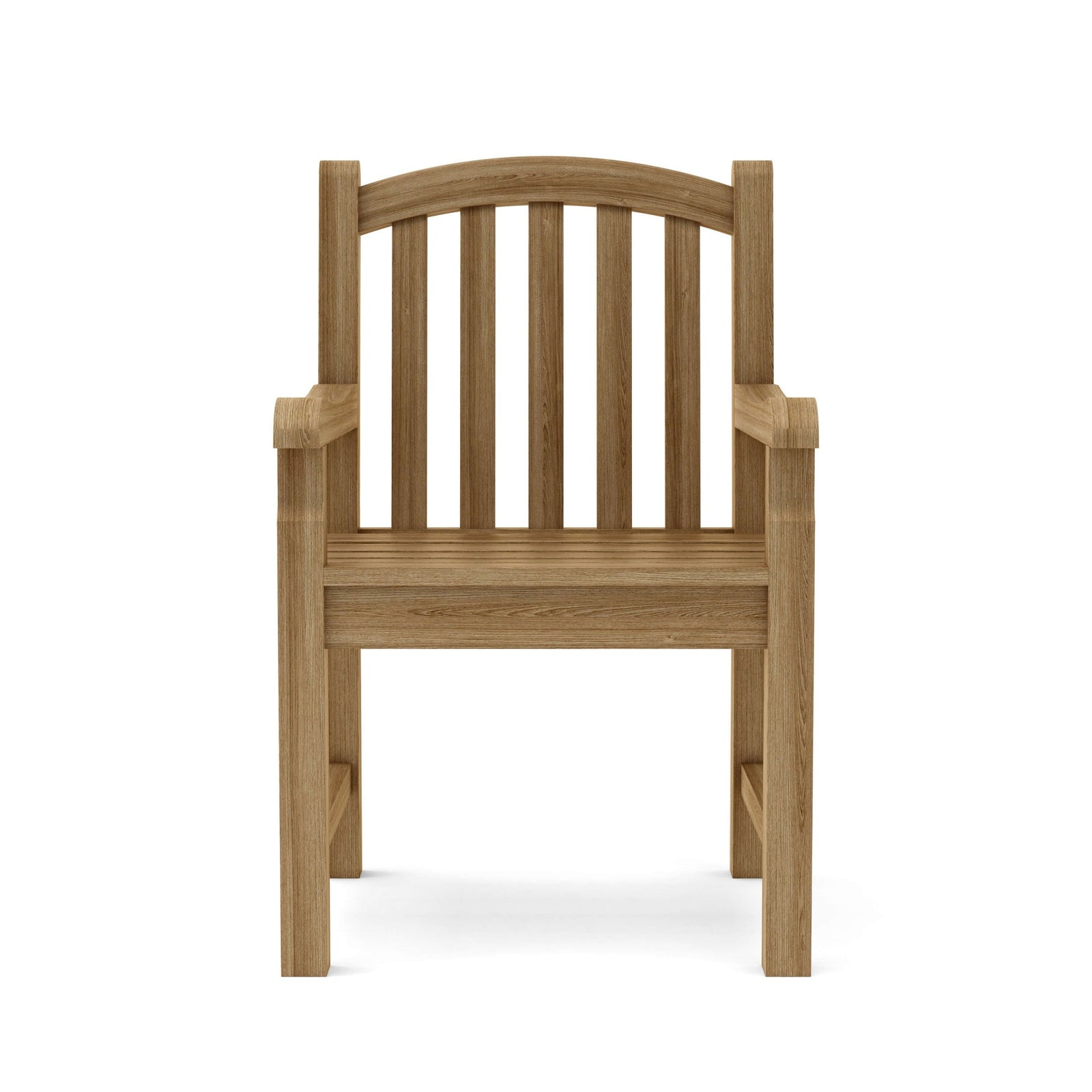Wooden chair with armrests on a white background