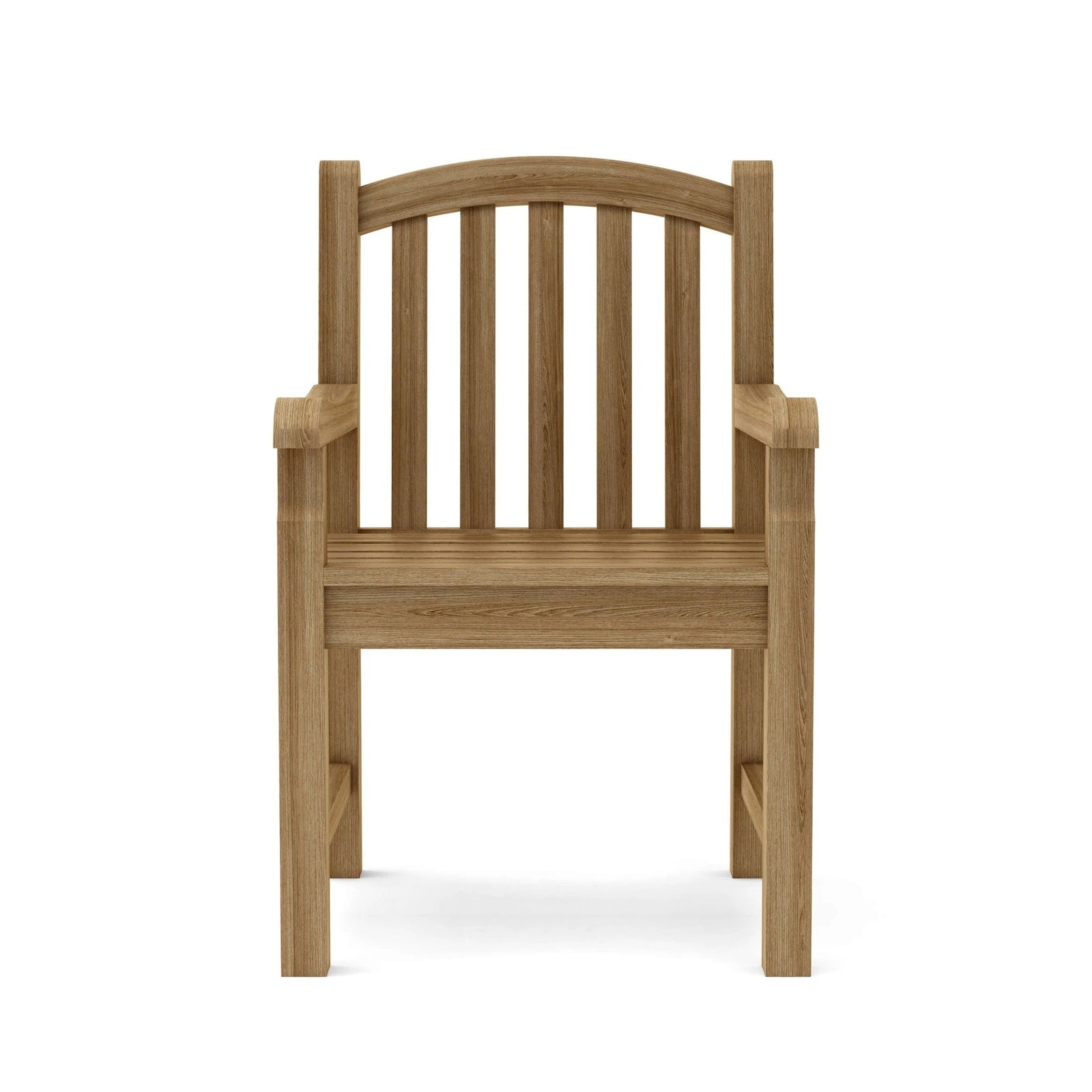 Wooden chair with armrests on a white background