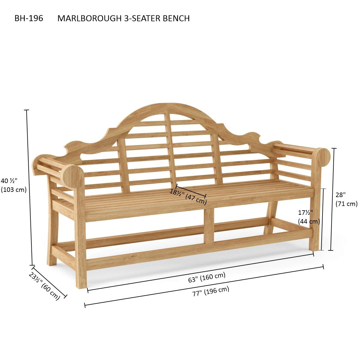 Marlborough 3-Seater Teak Wood Bench – Lutyens Design | BetterPatio // BetterPatio.com
