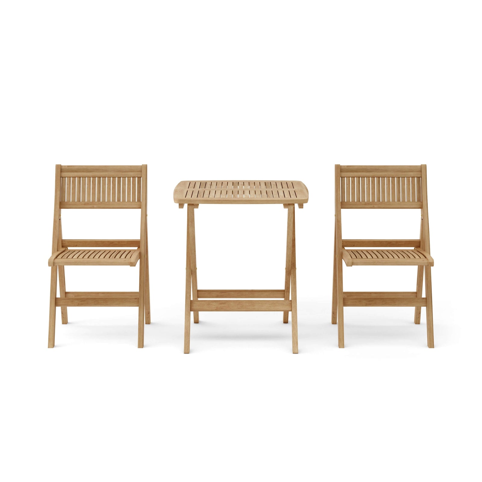 Wooden outdoor table and chairs set on a white background