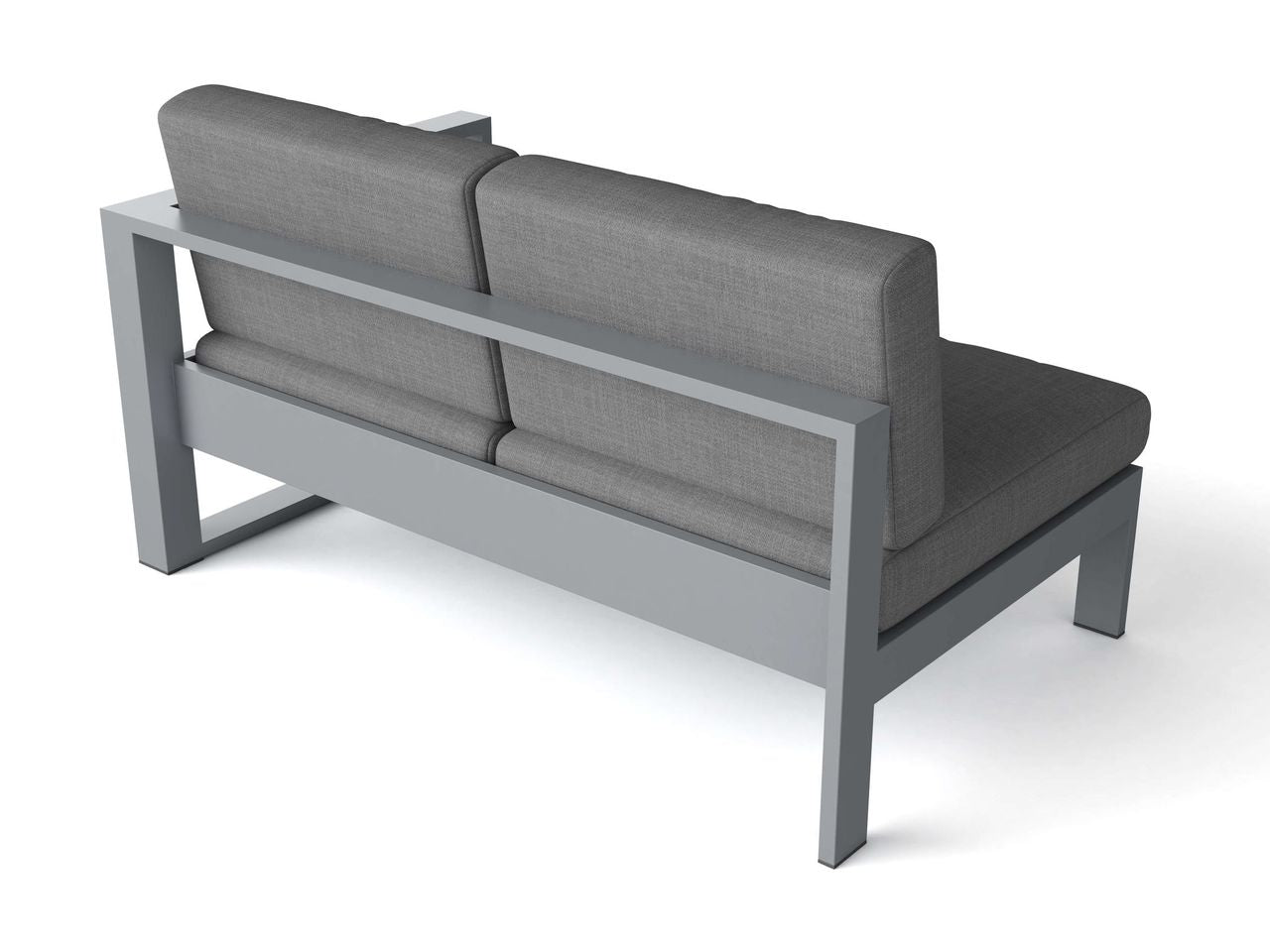 Anderson Teak Lucca Deep Seating Right Loveseat Grey - side profile of aluminum right loveseat