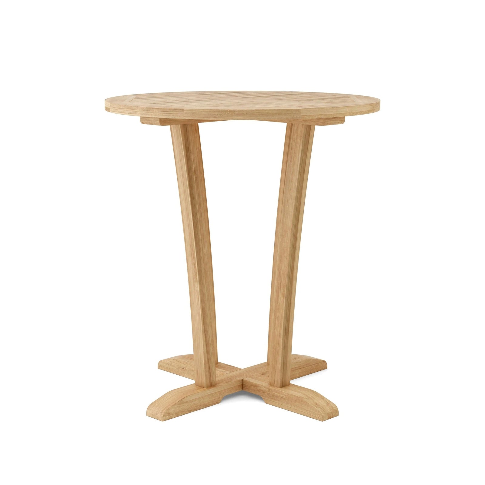 Wooden round table with a white background